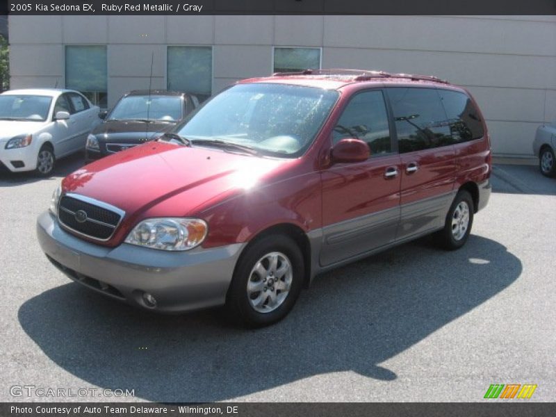 Ruby Red Metallic / Gray 2005 Kia Sedona EX