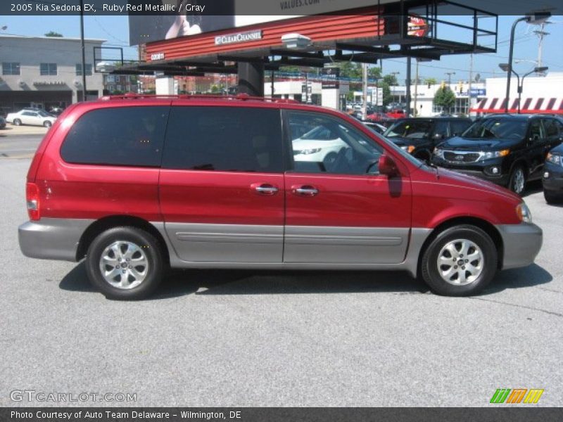 Ruby Red Metallic / Gray 2005 Kia Sedona EX