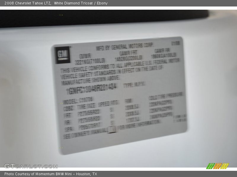 White Diamond Tricoat / Ebony 2008 Chevrolet Tahoe LTZ
