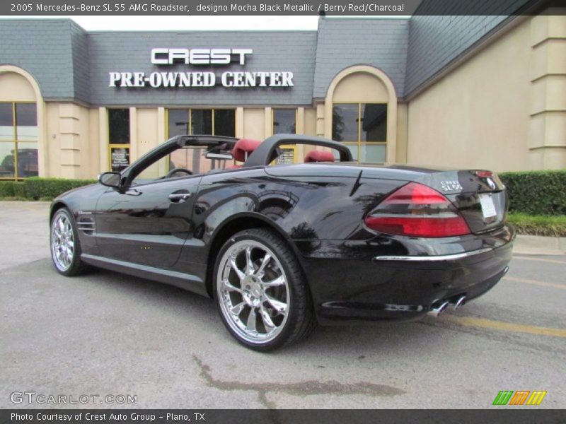 designo Mocha Black Metallic / Berry Red/Charcoal 2005 Mercedes-Benz SL 55 AMG Roadster