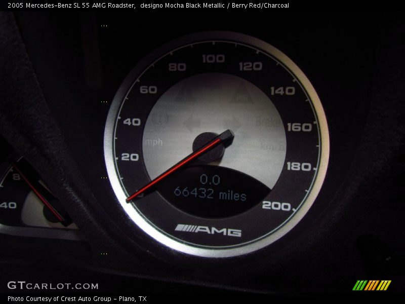 designo Mocha Black Metallic / Berry Red/Charcoal 2005 Mercedes-Benz SL 55 AMG Roadster