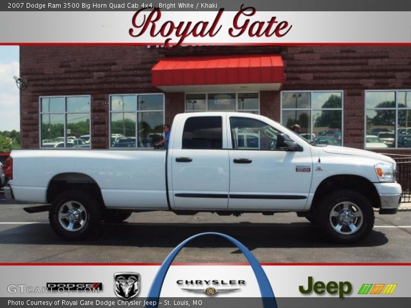 Bright White / Khaki 2007 Dodge Ram 3500 Big Horn Quad Cab 4x4