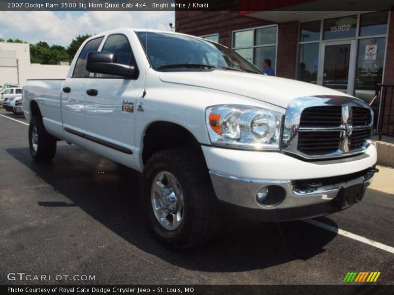 Bright White / Khaki 2007 Dodge Ram 3500 Big Horn Quad Cab 4x4