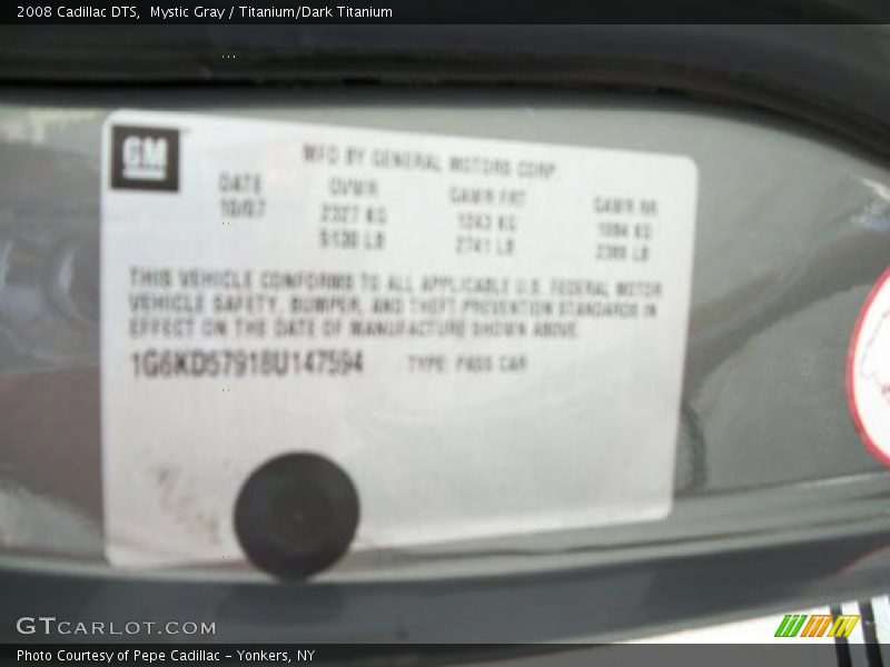 Mystic Gray / Titanium/Dark Titanium 2008 Cadillac DTS