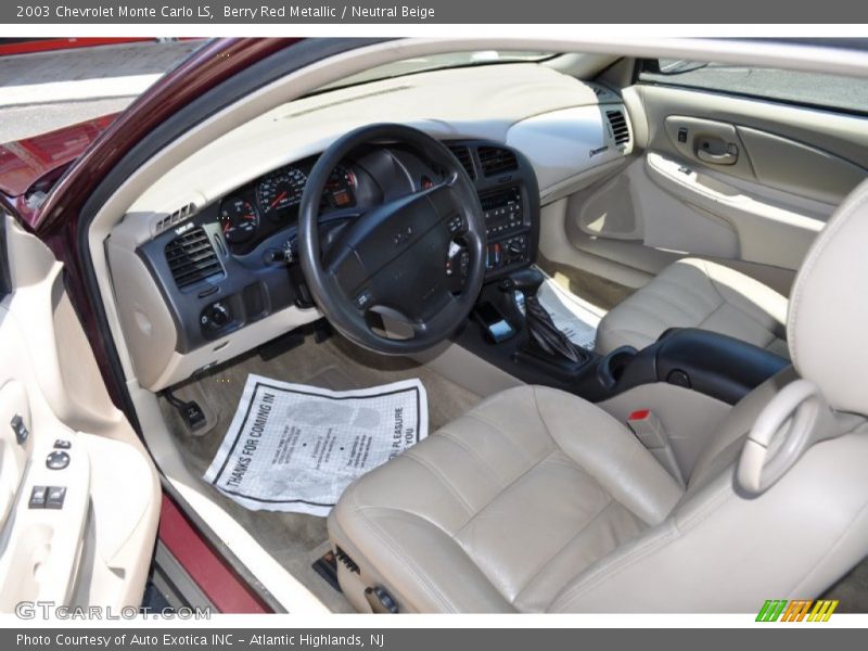 Berry Red Metallic / Neutral Beige 2003 Chevrolet Monte Carlo LS