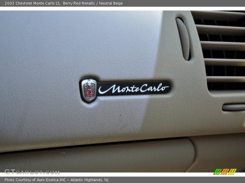 Berry Red Metallic / Neutral Beige 2003 Chevrolet Monte Carlo LS