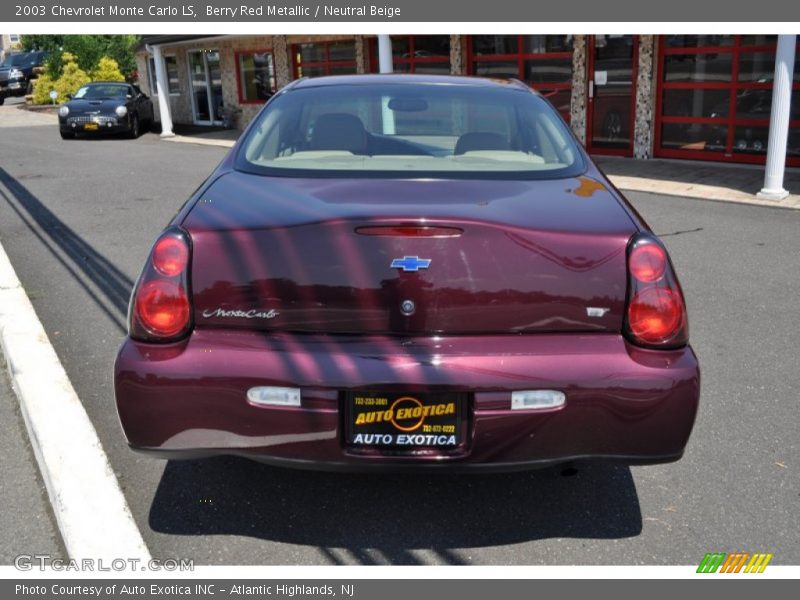 Berry Red Metallic / Neutral Beige 2003 Chevrolet Monte Carlo LS