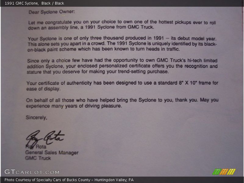 Books/Manuals of 1991 Syclone 