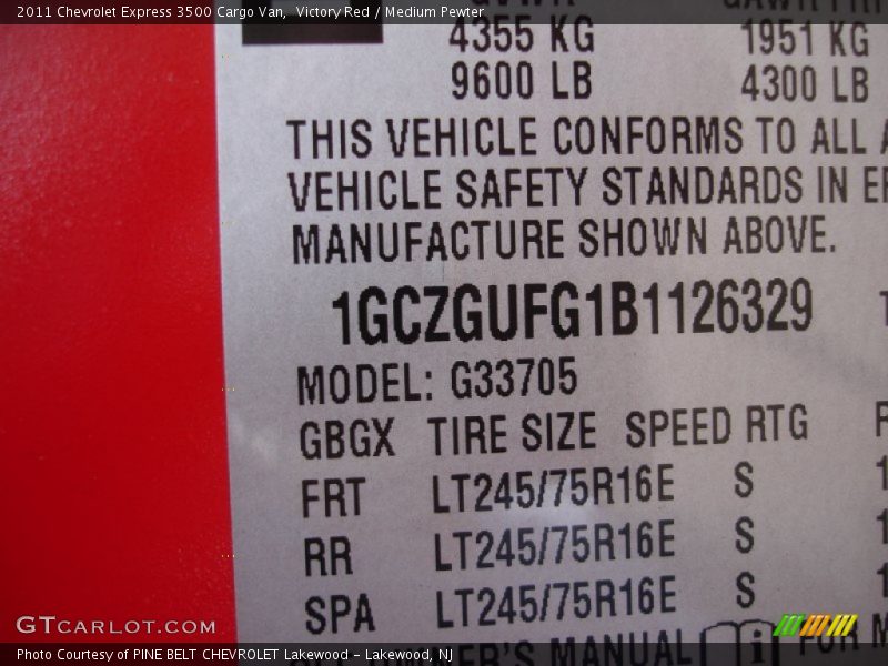 Victory Red / Medium Pewter 2011 Chevrolet Express 3500 Cargo Van