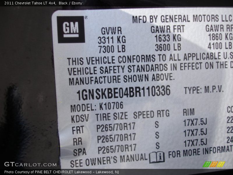 Black / Ebony 2011 Chevrolet Tahoe LT 4x4