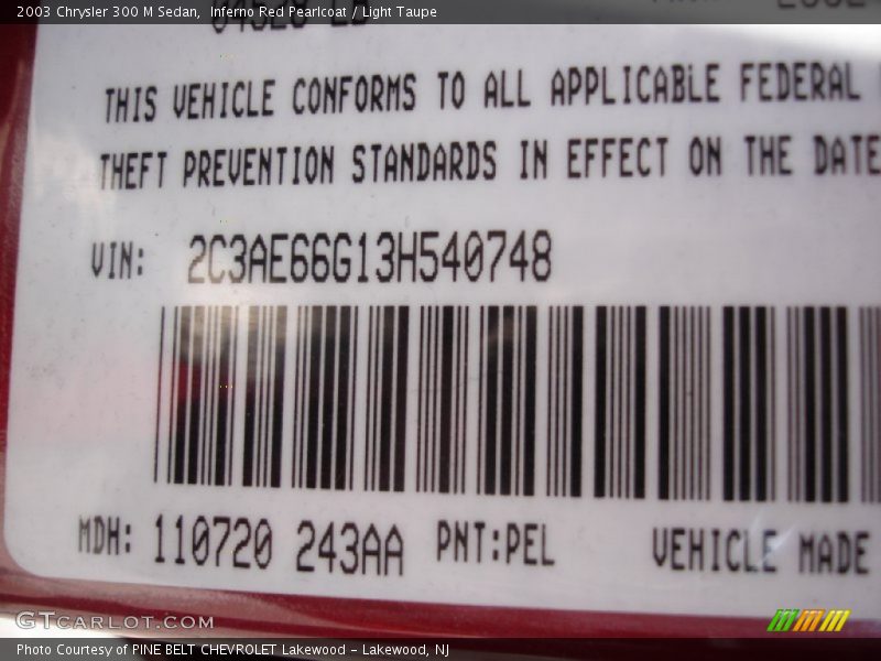 Inferno Red Pearlcoat / Light Taupe 2003 Chrysler 300 M Sedan