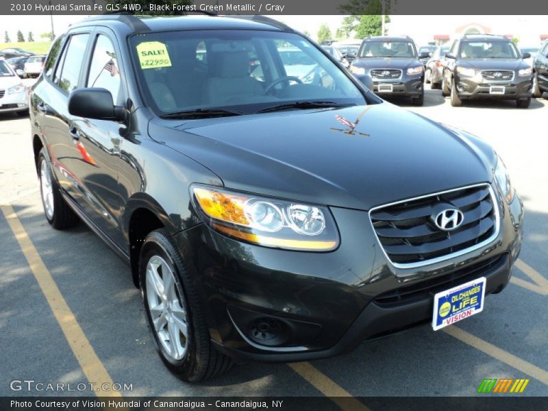 Black Forest Green Metallic / Gray 2010 Hyundai Santa Fe GLS 4WD