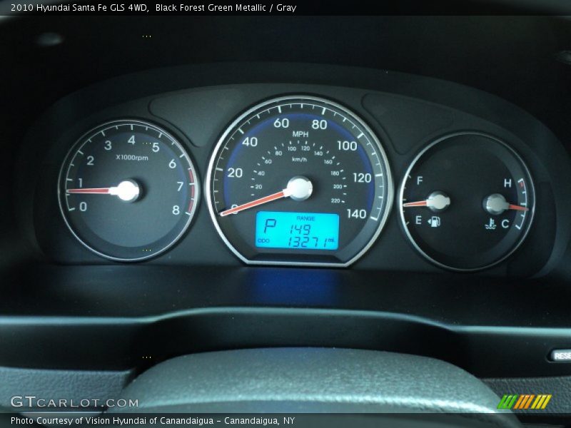 Black Forest Green Metallic / Gray 2010 Hyundai Santa Fe GLS 4WD