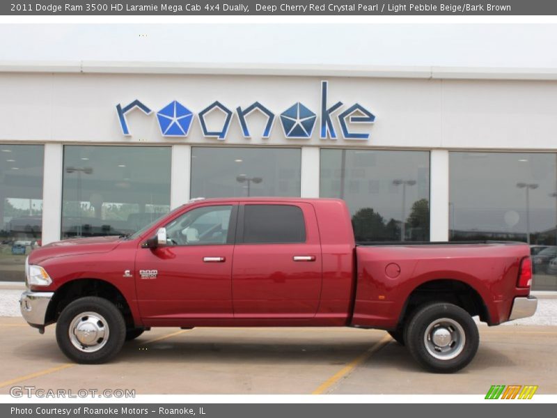 Deep Cherry Red Crystal Pearl / Light Pebble Beige/Bark Brown 2011 Dodge Ram 3500 HD Laramie Mega Cab 4x4 Dually
