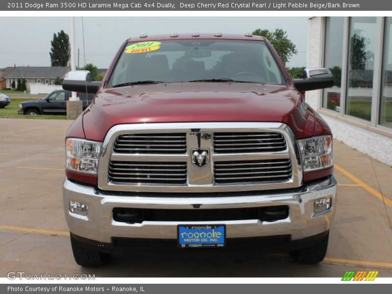 Deep Cherry Red Crystal Pearl / Light Pebble Beige/Bark Brown 2011 Dodge Ram 3500 HD Laramie Mega Cab 4x4 Dually