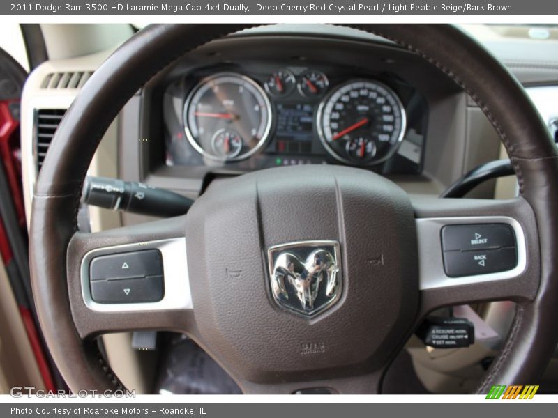 Deep Cherry Red Crystal Pearl / Light Pebble Beige/Bark Brown 2011 Dodge Ram 3500 HD Laramie Mega Cab 4x4 Dually