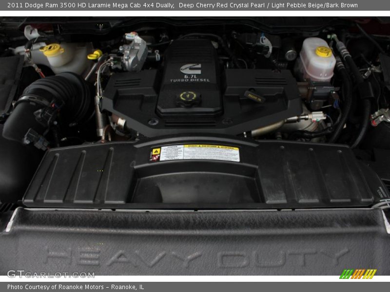 Deep Cherry Red Crystal Pearl / Light Pebble Beige/Bark Brown 2011 Dodge Ram 3500 HD Laramie Mega Cab 4x4 Dually
