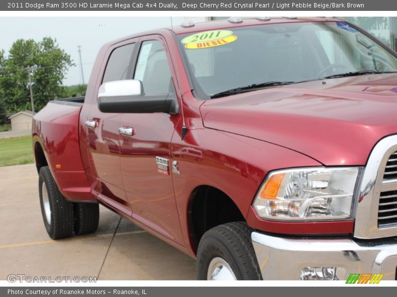Deep Cherry Red Crystal Pearl / Light Pebble Beige/Bark Brown 2011 Dodge Ram 3500 HD Laramie Mega Cab 4x4 Dually
