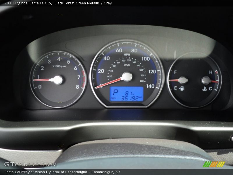 Black Forest Green Metallic / Gray 2010 Hyundai Santa Fe GLS