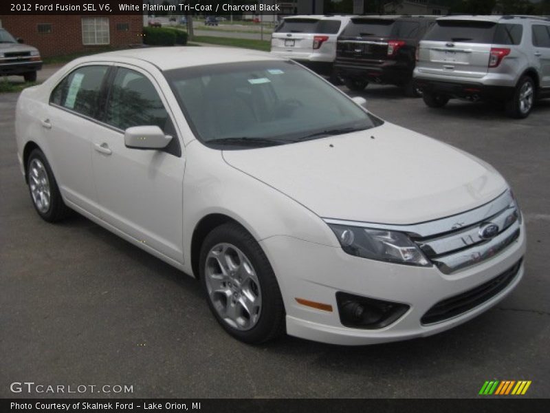 White Platinum Tri-Coat / Charcoal Black 2012 Ford Fusion SEL V6