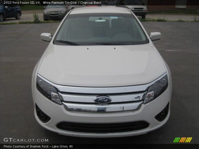 White Platinum Tri-Coat / Charcoal Black 2012 Ford Fusion SEL V6