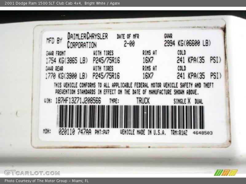 Bright White / Agate 2001 Dodge Ram 1500 SLT Club Cab 4x4