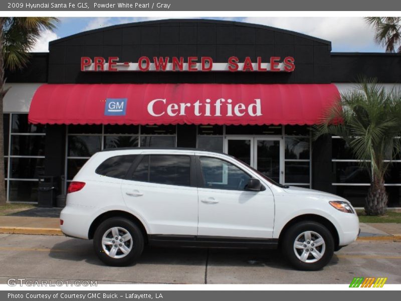 Powder White Pearl / Gray 2009 Hyundai Santa Fe GLS