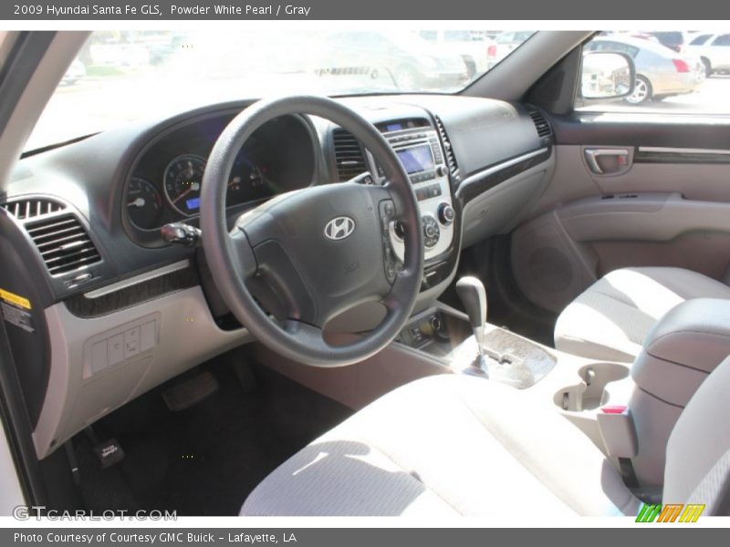 Powder White Pearl / Gray 2009 Hyundai Santa Fe GLS