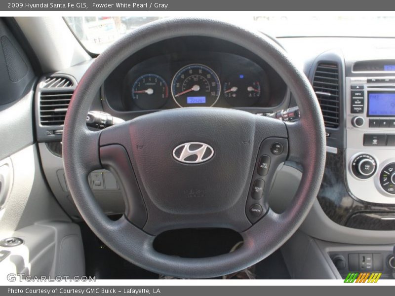 Powder White Pearl / Gray 2009 Hyundai Santa Fe GLS