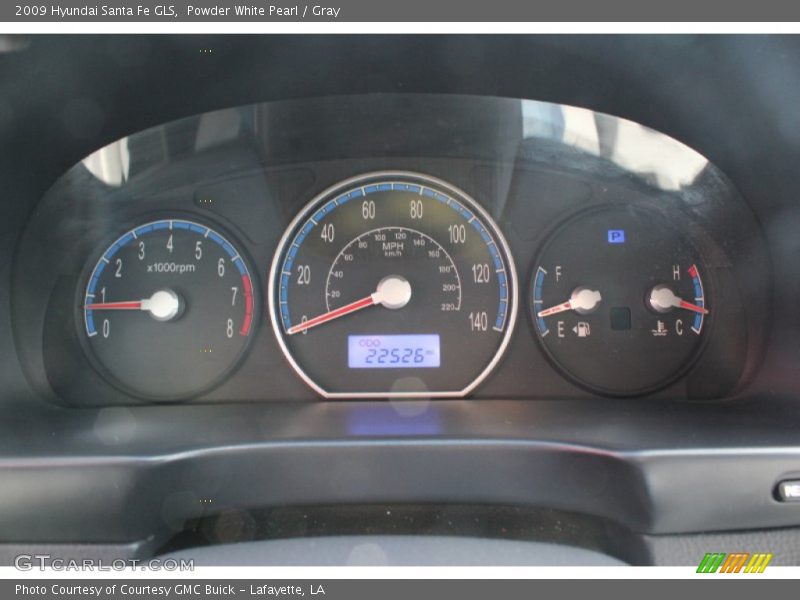 Powder White Pearl / Gray 2009 Hyundai Santa Fe GLS