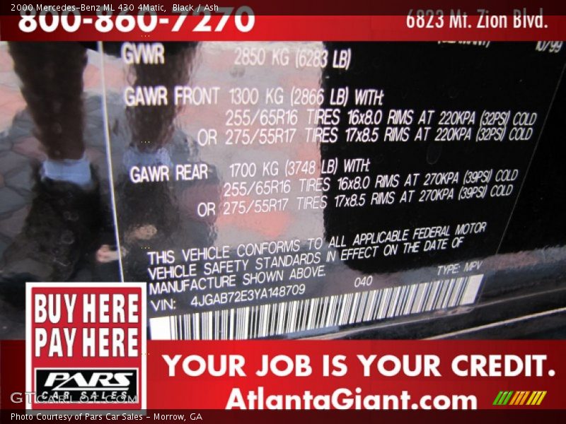 Black / Ash 2000 Mercedes-Benz ML 430 4Matic