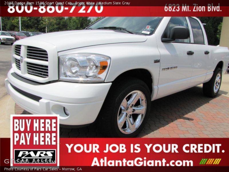Bright White / Medium Slate Gray 2007 Dodge Ram 1500 Sport Quad Cab