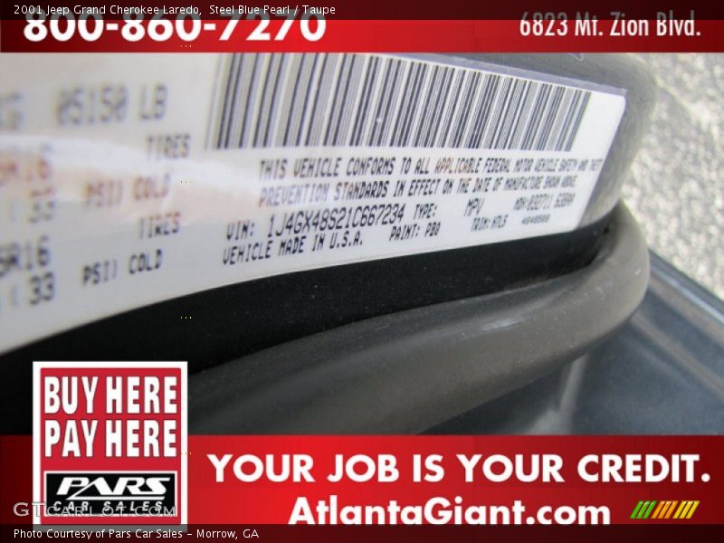 Steel Blue Pearl / Taupe 2001 Jeep Grand Cherokee Laredo