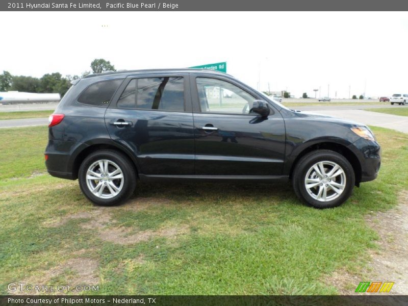 Pacific Blue Pearl / Beige 2011 Hyundai Santa Fe Limited