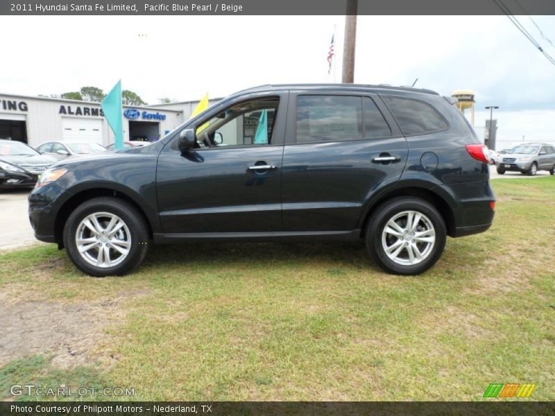 Pacific Blue Pearl / Beige 2011 Hyundai Santa Fe Limited