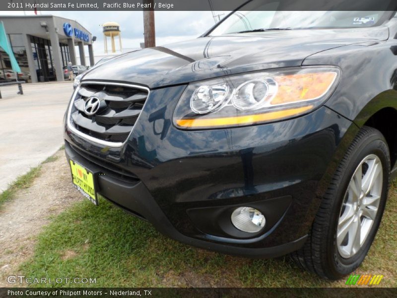 Pacific Blue Pearl / Beige 2011 Hyundai Santa Fe Limited