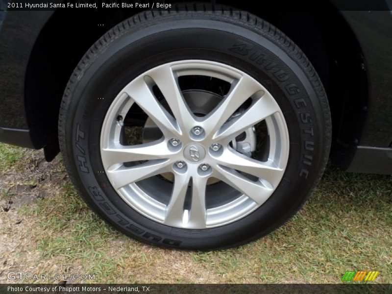Pacific Blue Pearl / Beige 2011 Hyundai Santa Fe Limited