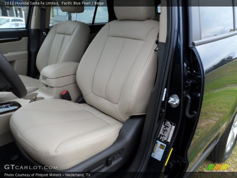 Pacific Blue Pearl / Beige 2011 Hyundai Santa Fe Limited