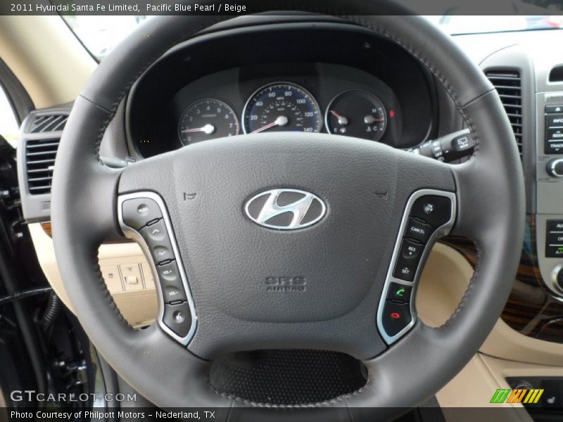 Pacific Blue Pearl / Beige 2011 Hyundai Santa Fe Limited