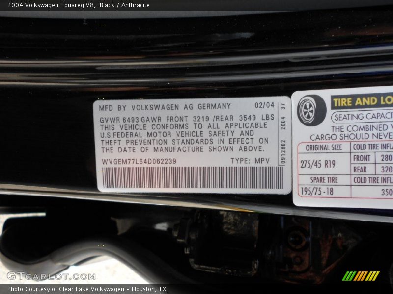 Black / Anthracite 2004 Volkswagen Touareg V8