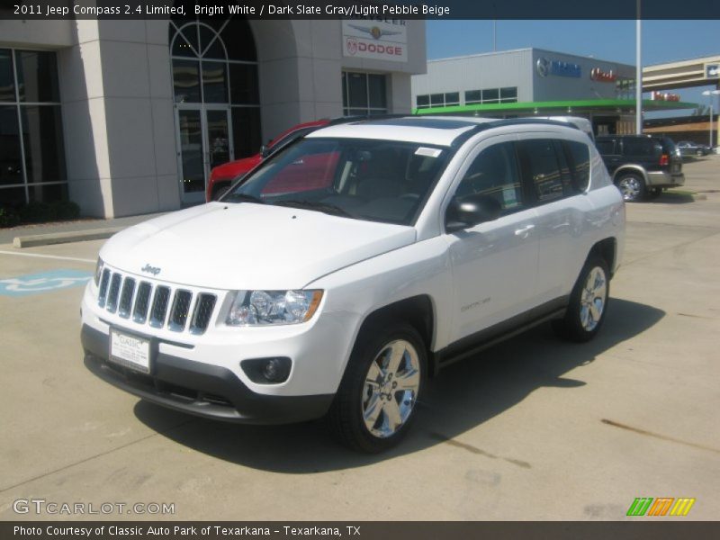 Bright White / Dark Slate Gray/Light Pebble Beige 2011 Jeep Compass 2.4 Limited