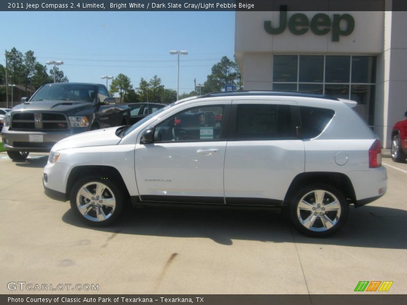 Bright White / Dark Slate Gray/Light Pebble Beige 2011 Jeep Compass 2.4 Limited