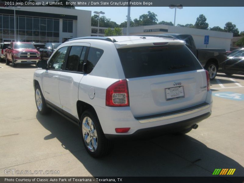 Bright White / Dark Slate Gray/Light Pebble Beige 2011 Jeep Compass 2.4 Limited