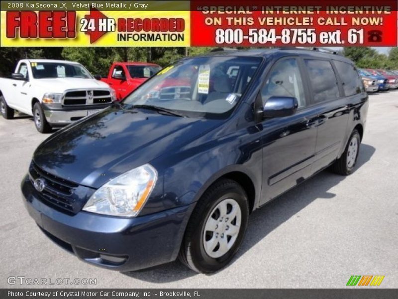 Velvet Blue Metallic / Gray 2008 Kia Sedona LX
