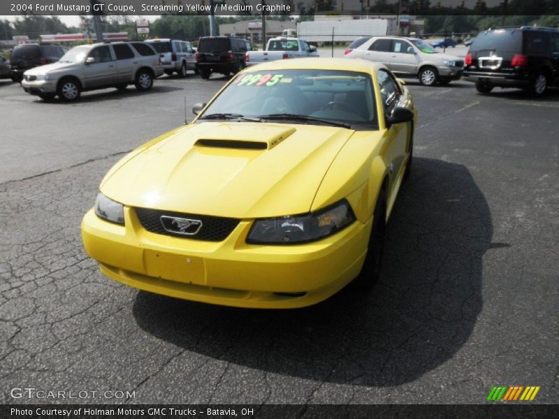 Screaming Yellow / Medium Graphite 2004 Ford Mustang GT Coupe