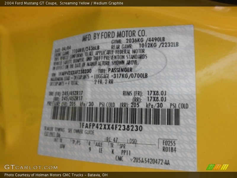 Screaming Yellow / Medium Graphite 2004 Ford Mustang GT Coupe