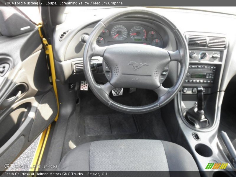 Screaming Yellow / Medium Graphite 2004 Ford Mustang GT Coupe