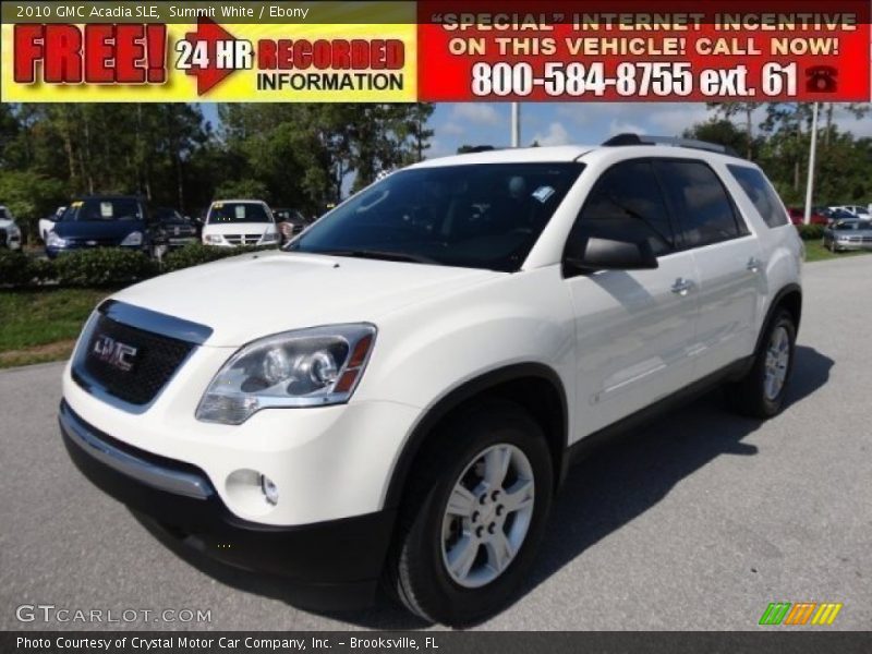 Summit White / Ebony 2010 GMC Acadia SLE