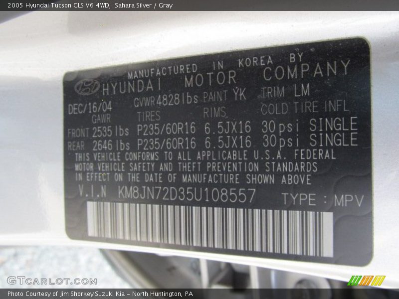 Sahara Silver / Gray 2005 Hyundai Tucson GLS V6 4WD