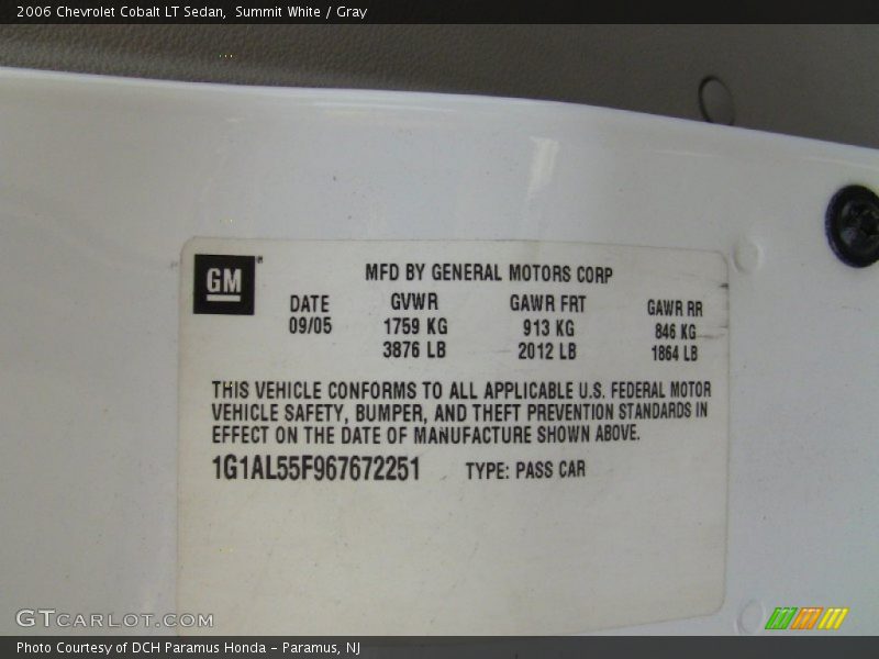 Summit White / Gray 2006 Chevrolet Cobalt LT Sedan